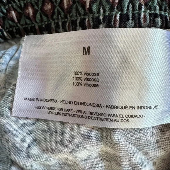 Jessica Simpson Pants Cropped Teal Green Brown Geometrical Print Pull on M - Picture 9 of 10